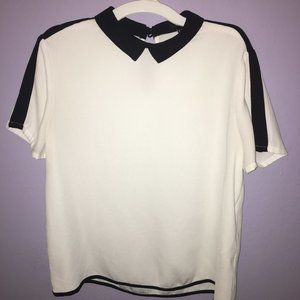 Collared Black and White Top